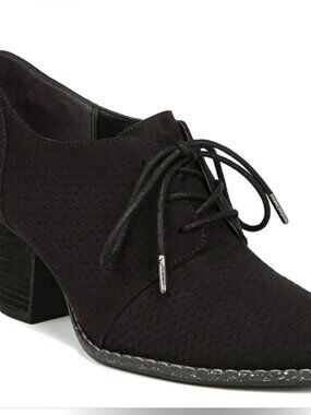 Dr. Scholl’s Black Heeled Oxford Shoes Women's Size 9 Lace Up Pointed Toe 3"